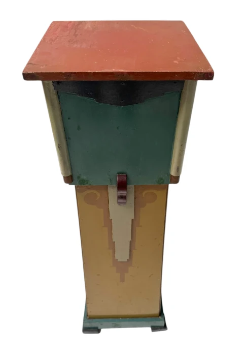 Art Deco Pedestal Table, Hand-Painted Pine, Dutch Design, 1920s